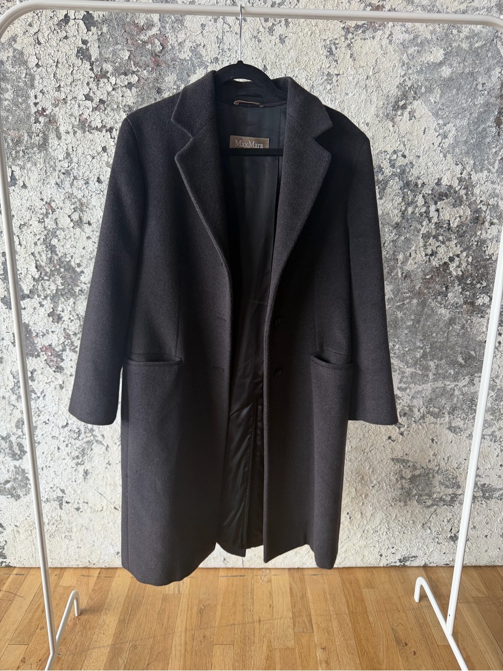 MaxMara Black Wool Single-Breasted Pea Coat